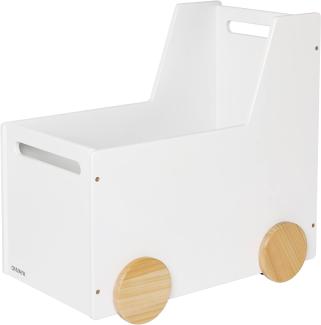 ONVAYA® Spielzeugkiste aus Holz | Weiß | Lauflernwagen mit Gummirädern | Geräuscharm | individuell gestaltbar | kinderleichter Zusammenbau