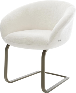 Freischwinger Vinka-Flex mit Armlehnen Bouclé Soft Beige Freischwinger flach Effektfinish Titan Taschenfederkern