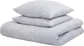 Bettwäsche-Set Blumenmuster MORNINGSIDE 200x220 cm Baumwoll-Satin Grau