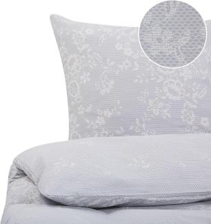 Bettwäsche-Set Blumenmuster MORNINGSIDE 200x220 cm Baumwoll-Satin Grau