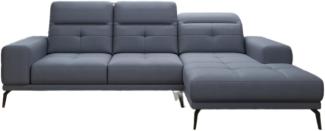 Designer Sofa Terina inkl. Beistellhocker Stoff Blau Rechts