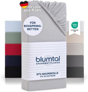 Blumtal Luxus Spannbettlaken 180x200 cm Boxspringbett bis 40cm Höhe - Oeko-Tex Zertifizierte Baumwoll Bettlaken 180x200 Boxspringbett - Spannbettlaken 180x200 cm Baumwolle - Moonlight Grey