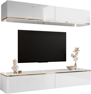Lookway Wohnwand AURORA Weiß hochglanz hängende