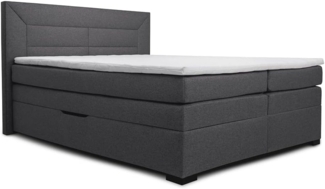 VitaliSpa Boxspringbett Doppelbett Ehebett Anthrazit modern 180x200 cm Schlafzimmer Bett Taschenfederkern PU-Komfortschaum Matratze Topper Bettkasten Möbelstoff Aufbewahrung