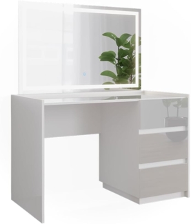 Vicco Schminktisch Marla, Weiß Hochglanz, 120 cm mit LED-Spiegel