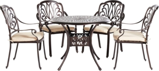 Gartentisch Set mit Kissen ANCONA Metall 90x90x72 cm Dunkelbraun