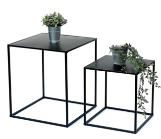 DanDiBo Couchtisch Schwarz Metall 2er Set Beistelltisch Wohnzimmer 96252 Tisch Beistelltisch 52 cm und 42 cm Sofatisch Küchentisch Modern
