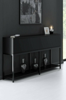 Dmora - Kommode Altair, Wohnzimmerbuffet, Wohnzimmer-Sideboard, Moderne Küchen-Speisekammer, 150x30h80 cm, Schwarz