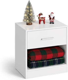 Vasagle Nachttisch mit Schublade, Griff & offenes Fach, 2er Set, Holz klassikweiß, 41 x 28 x 39 cm