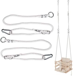 MAMOI® Einstellbar Schaukel Seil 85-140 cm, 2 x Schaukelseil Verlängerung mit Metal Schaukelhaken Karabiner