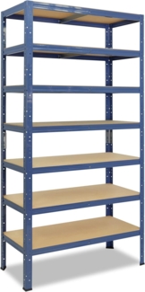 shelfplaza HOME 230 x 45 x 40 cm Schwerlastregal in blau mit 7 Böden und 125 kg Traglast pro Boden