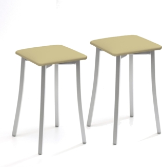 ASTIMESA Zwei Küchenhocker, Design Kunstleder, beige, Sitzhöhe 45 cm (TABPIBE)