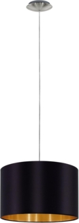 Eglo 31599 Pendellampe PASTERI nickel-matt, Textil schwarz/gold E27 max. 1X60W H:110cm Ø 38cm dimmbar