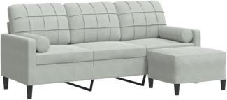 vidaXL 3-Sitzer-Sofa mit Hocker Hellgrau 180 cm Samt 3278267