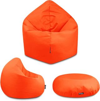 BuBiBag - 2in1 Sitzsack Bodenkissen - Outdoor Sitzsäcke Indoor Beanbag, Neonorange, Ø 125,0 cm