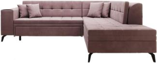 Designer Sofa Lania mit Schlaffunktion Samt Rosé Rechts