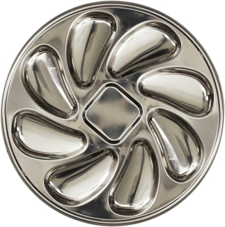 Home Deco Factory, KU6711, Eleganter Teller für 8 Austern, raffiniertes Design, Vertiefungen für Stabilität, aus langlebigem Silber, ideal für Meeresfrüchte und Vorspeisen, 30 cm, Silber