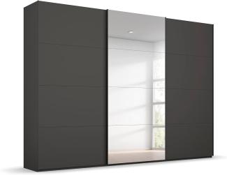 Rauch Möbel Beluga Schwebetürenschrank Schrank Kleiderschrank Graphit mit Spiegel, 3-türig,Inklusive 3 Kleiderstangen, 3 Einlegeböden, BxHxT 270x236x69 cm