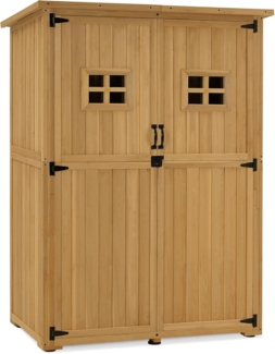 M MCombo Gartenschrank Gartenhaus Holz Wetterfest, 127×59×168 cm, 0912D (Natur)