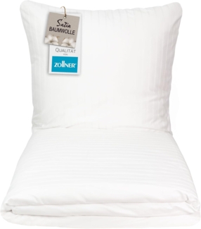ZOLLNER Bettwäsche, Baumwoll-Satin, 2 teilig, 100% Baumwolle, vom Hotelwäschespezalisten, mit Streifen