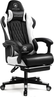 GTPLAYER Gaming Stuhl, Gamer Stuhl, Ergonomischer Bürostuhl mit mit Fußstütze verstellbare Lenden und Kopfkissen, Gaming Chair Gepolstert, Gaming Sessel 150 kg Belastbarkeit weiß