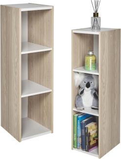 Marke Amazon– Movian, Aufbewahrungseinheit/Bücherregal/Akzentschrank aus Holz mit 3 Ablagen,Modular, Wohnzimmer, Schlafzimmer, Büro – Space Saving Shelf UB-9025 – Helle Eiche & Weiß