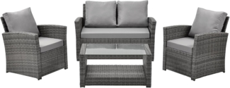 SVITA ROMA Polyrattan Set Sitzgruppe Lounge Tisch Garnitur Gartenmöbel Grau