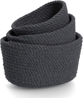 Zeller Present Aufbewahrungskorb -Set, 3-tlg, Baumwolle, dunkelgrau