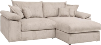 riess-ambiente Ecksofa ATMOSPHERE XL 245cm beige Cord - 3-Sitzer mit Federkern & Kissen, Einzelartikel 1 Teile, Ottomane wählbar (rechts/links) · Rücken echt bezogen · modern