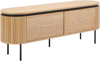 Vente-unique - TV-Möbel mit 2 Türen - Eichenfurnier & Metall - Holzfarben hell & Schwarz - CARDIONA