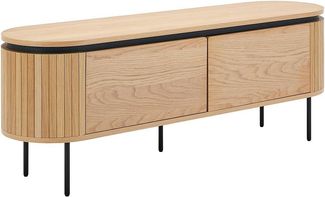 Vente-unique - TV-Möbel mit 2 Türen - Eichenfurnier & Metall - Holzfarben hell & Schwarz - CARDIONA