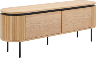 Vente-unique - TV-Möbel mit 2 Türen - Eichenfurnier & Metall - Holzfarben hell & Schwarz - CARDIONA