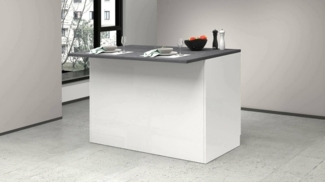 Dmora - Kücheninsel Emmanuel, Mehrzweckschrank, Küchenzeile Schrank, Zusätzlicher Tisch, 100% Made in Italy, 125 x 90 x 90 cm, glänzendes Weiß und Schiefer