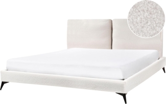 Bett mit Lattenrost Bouclé MELLE 180 x 200 cm Cremeweiß