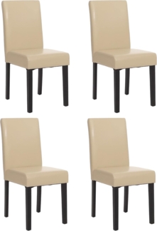 4er-Set Esszimmerstuhl 'LittauL Kunstleder, creme dunkle Beine