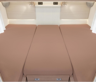 BettwarenShop Wohnmobil Wohnwagen Heckbett Spannbetttuch-Set 3-teilig|2 Längsbetten + Mittelteil| cappuccinoBettwarenShop Wohnmobil Wohnwagen Heckbett Spannbetttuch-Set 3-teilig