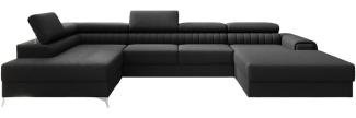 Designer Sofa Collina mit Schlaf- und Klappfunktion Stoff Schwarz Links