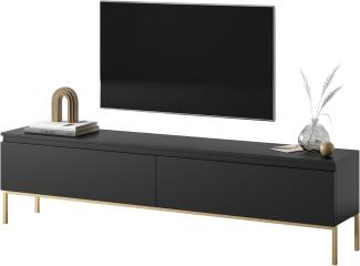 Selsey TV Schrank Board Sideboard Fernsehtisch Fernsehschrank Mit Schränken 175 cm Goldene Beine Schwarz Bemmi