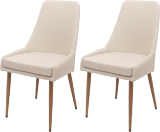 2er-Set Esszimmerstuhl HWC-O27, Küchenstuhl Polsterstuhl Stuhl, Stoff/Textil (280g/m²) Metall ~ beige