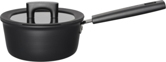 Fiskars Hard Face Stieltopf, mit Deckel, Kochtopf, Koch Topf, Aluminium, Schwarz, 1. 8 L, Ø 18 cm, 1052226