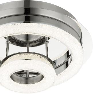 LED Deckenleuchte, Chrom, Kristalle, 28 cm, SPIKUR