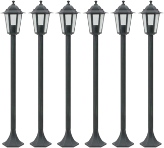 vidaXL Garten-Pollerleuchte 6 Stk. E27 110 cm Aluminium Dunkelgrün 44214