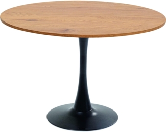 Kare Design Tisch Schickeria Eiche, Schwarz, 110cm Durchmesser, Platz für 4-6 Personen, moderner runder Esszimmertisch, Tischmöbel für Wohnzimmer, Eichenholz, 74 x 110 x 110 cm (H/B/T)
