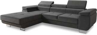 Ecksofa Divo mit Schlaffunktion, Bettkasten und einstellbare Kopfstützen (Grau (Kronos 22), Ecksofa Links)