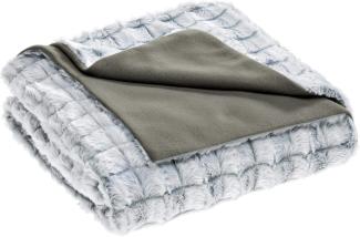 Wohndecke Masha Kuscheldecke Tagesdecke Fellimitat Fleece 150x200cm grau, aqua-textil, bügelfrei,flauschig,mollig warm,warm,weich,waschbar,effektvoll