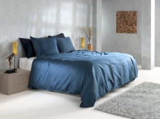 Zo!Home Bettwäsche Satinado 1 Bettwäsche 155x220 cm mit 1 Kopfkissen 80x80 cm 100% Baumwolle Mako-Satin Navy Blue