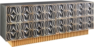 riess-ambiente Sideboard PIAZZA SAN MARCO 180cm grau / gold (Einzelartikel, 1 St), Mango-Massivholz · mit Stauraum · 3D Design · handmade · Wohnzimmer