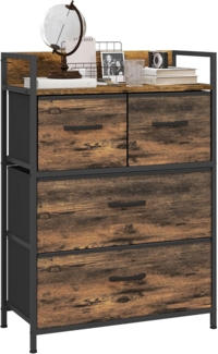 HOMCOM Kommode mit 4 Faltbaren Schubladen aus Stoff, Regal und Griff (Aufbewahrungsschrank, 1 St, Sideboard), für Wohnzimmer, Braun