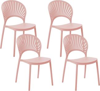 'OSTIA' Esszimmerstuhl 4er Set, Kunststoff, rosa