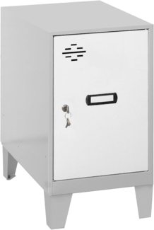 SimonRack Simonlocker Kommode, klein, 575 x 300 x 500 mm, Amario aus Metall, inkl. Schlüssel, Grau/Weiß